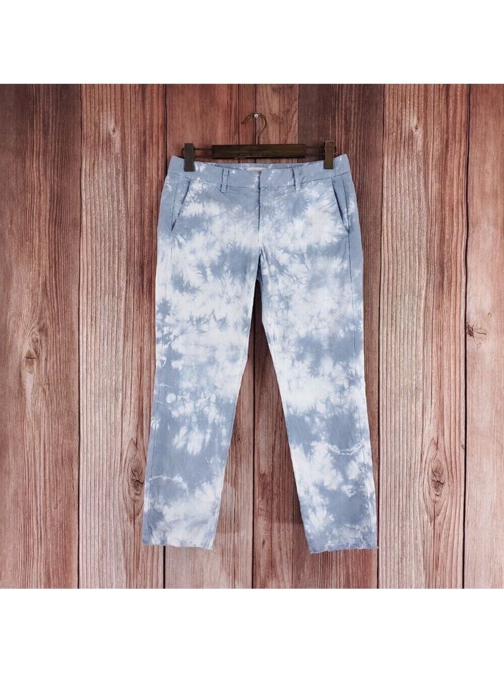 Nili Lotan Womens Size 4 Blue White Tie Dye East Hampton Straight Leg Pants USA